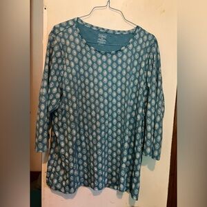 L.L. Bean Blue 3/4 Sleeve Boxy Tunic